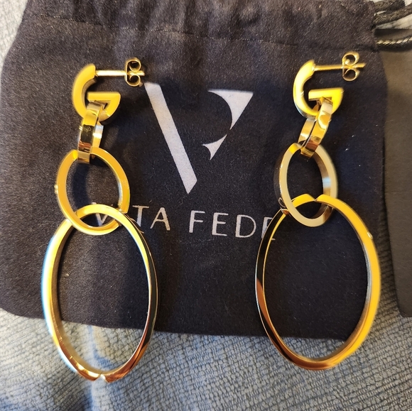 Vita Fede Cassio Earrings Gold Tone Modular Linked Hoops MSRP $388 NWT - Picture 13 of 13